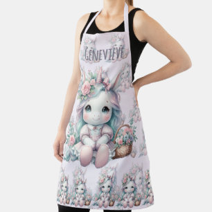 Süße Kawaii-Einhorndoll mit Blumenkorb Schürze