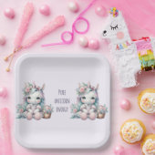 Süße Kawaii-Einhorne Puppe mit Blumenkorb Pappteller (Party)