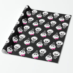 süße kawaii Emo Jungen Mädchen Skelette Schädel Geschenkpapier