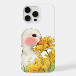 Süße Kawaii-Ente mit gelben Blumen Pastell iPhone 15 Pro Max Hülle