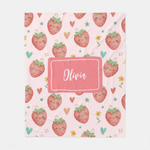 Süße Kawaii Erdbeeren Fleecedecke