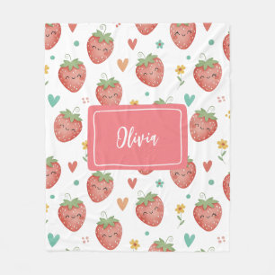 Süße Kawaii Erdbeeren Fleecedecke