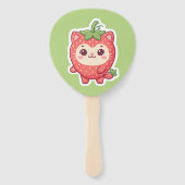 Süße Kawaii Erdbeeren Katzen Handfächer (Vorderseite)