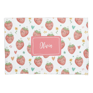 Süße Kawaii Erdbeeren Kissenbezug