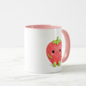 Süße Kawaii Erdbeertasse, rosa Erdbeerkaffee Tasse (VorderseiteRechts)