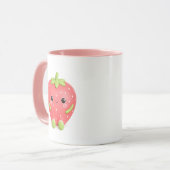 Süße Kawaii Erdbeertasse, rosa Erdbeerkaffee Tasse (Vorderseite Links)
