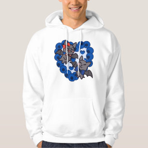 Süße Kawaii-Fledermäuse in Blaubeerherz - Anmutige Hoodie