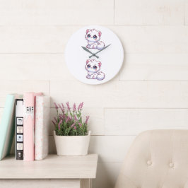 Süße Kawaii Fluffige Katzen-Wanduhr Große Wanduhr