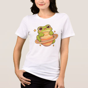 Süße Kawaii-Frosch-Saturn-Weltraum-Illustration Tri-Blend Shirt
