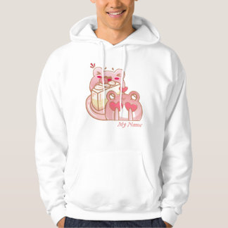 Süße Kawaii Frösche, die Erdbeerkuchen essen Hoodie