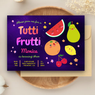Süße Kawaii-Früchte Tutti Frutti Geburtstagsfeier Einladung