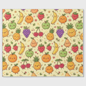 Süße Kawaii-Fruchtfreunde-Muster Geschenkpapier (Flach)