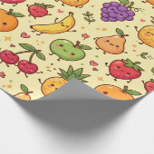 Süße Kawaii-Fruchtfreunde-Muster Geschenkpapier (Ecke)