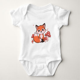 Süße Kawaii-Fuchs mit Pilzen Cartoon-Kunst Baby Strampler