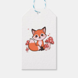 Süße Kawaii-Fuchs mit Pilzen Cartoon-Kunst Geschenkanhänger