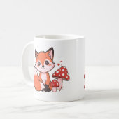 Süße Kawaii-Fuchs mit Pilzen Cartoon-Kunst Kaffeetasse (Vorderseite Links)