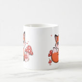 Süße Kawaii-Fuchs mit Pilzen Cartoon-Kunst Kaffeetasse (Mittel)
