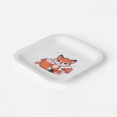 Süße Kawaii-Fuchs mit Pilzen Cartoon-Kunst Pappteller (Gewinkelt)
