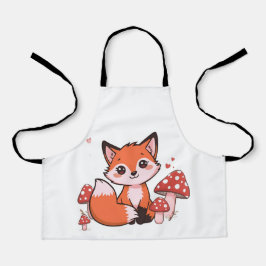 Süße Kawaii-Fuchs mit Pilzen Cartoon-Kunst Schürze