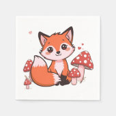 Süße Kawaii-Fuchs mit Pilzen Cartoon-Kunst Serviette (Vorderseite)