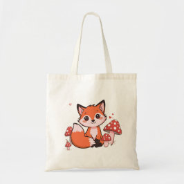 Süße Kawaii-Fuchs mit Pilzen Cartoon-Kunst Tragetasche