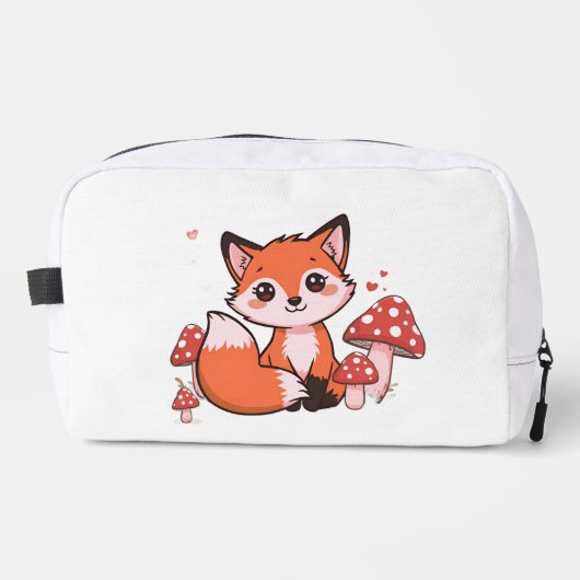 Süße Kawaii-Fuchs mit Pilzen Cartoon-Kunst Waschbeutel (Vorderseite)