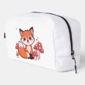 Süße Kawaii-Fuchs mit Pilzen Cartoon-Kunst Waschbeutel (Rechte Ecke)