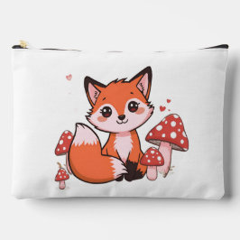 Süße Kawaii-Fuchs mit Pilzen Cartoon-Kunst Zubehörtasche