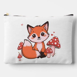 Süße Kawaii-Fuchs mit Pilzen Cartoon-Kunst Zubehörtasche