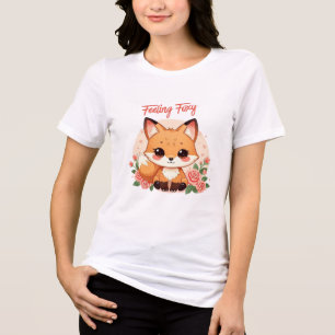 Süße Kawaii-Füchsin mit Rosen – Feeling Foxy Illus Tri-Blend Shirt