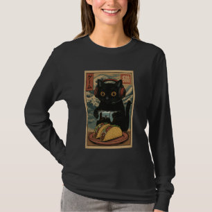 Süße Kawaii-Gamer-Katze Lustiger Taco Retro-Japani T-Shirt