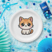 Süße Kawaii-Garnkatzen-Illustration Pappteller (Party)