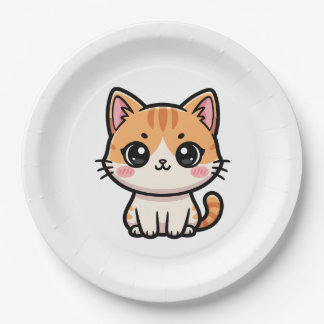 Süße Kawaii-Garnkatzen-Illustration Pappteller