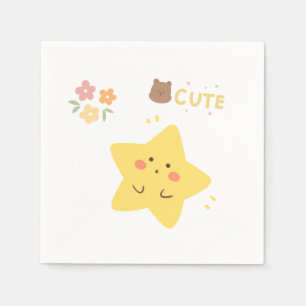 : Süße Kawaii Gelbe Stern Papier Serviette
