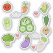 Süße Kawaii-Gemüsesticker Aufkleber (Vorderseite)