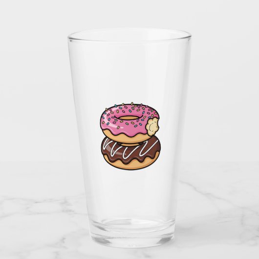 Süße Kawaii-gestapelte Donut-Illustration Glas (Vorderseite)