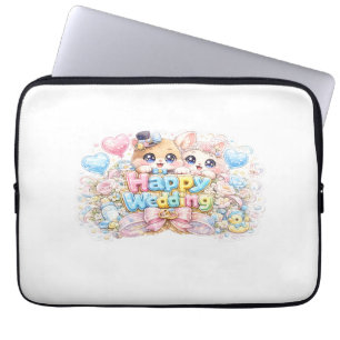Süße Kawaii Glückliche Hochzeitspaar-Tiere Pastell Laptopschutzhülle