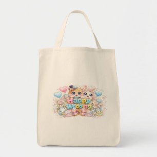 Süße Kawaii Glückliche Hochzeitspaar-Tiere Pastell Tragetasche