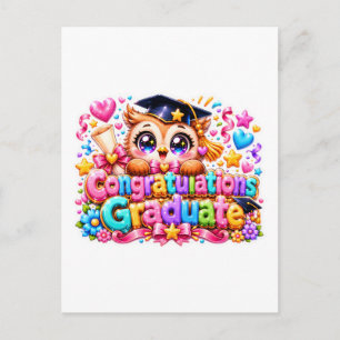 Süße Kawaii Gratulation Absolvent Eule Pastell Pi Postkarte