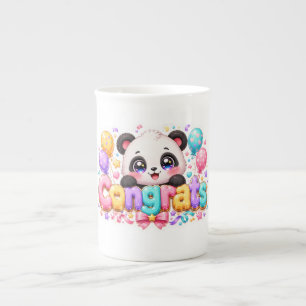 Süße Kawaii Gratulations Panda Name Pastellrosa Ab Porzellantasse