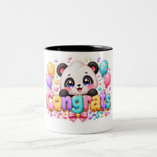 Süße Kawaii Gratulations-Panda-Name Pastellrosa Ab Zweifarbige Tasse