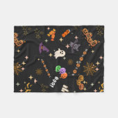 Süße Kawaii-Halloween-Doodle-Spooky-Muster-Flies Fleecedecke (Vorderseite (Horizontal))