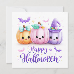 Süße Kawaii Halloween-Kürbisse Karte