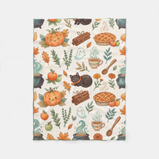 Süße Kawaii-Halloween-Nahtlos-Muster-Decke Fleecedecke