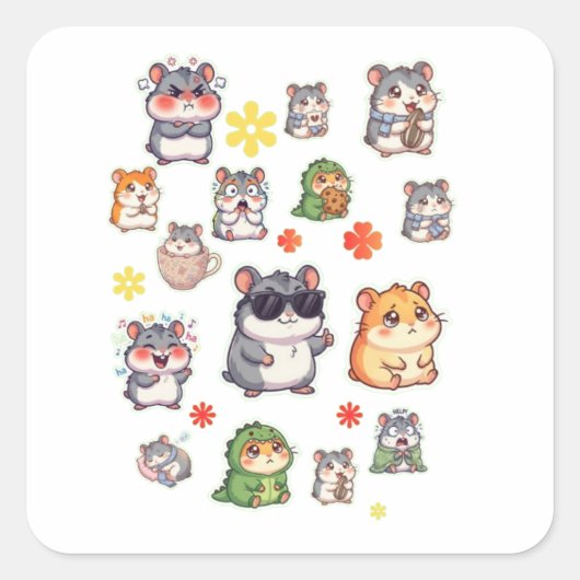 Süße Kawaii Hamster Aufkleber | Chibi Tier P (Vorderseite)