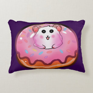 Süße Kawaii-Hamster in rosa glasierter Donut-Kunst Dekokissen
