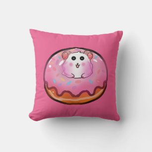 Süße Kawaii-Hamster in rosa glasierter Donut-Kunst Kissen