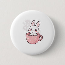 : Süße Kawaii-Häschen-in-Teetasse-Taste.