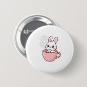 :  Süße Kawaii-Häschen-in-Teetasse-Taste. Button (Vorne & Hinten)