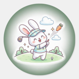 Süße Kawaii-Hasen-Golfer-Sportart Runder Aufkleber